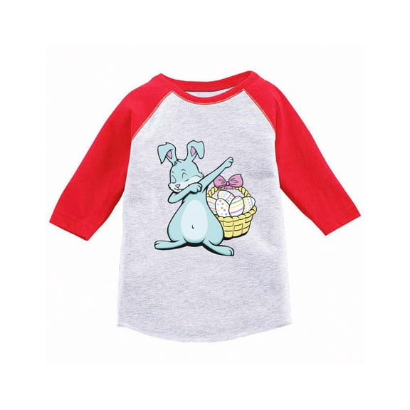 Awkward Styles Dabbing Easter Bunny Raglan Shirt for Kids Easter Bunny Jersey Tshirt Easter Egg Gifts for Kids Funny Easter Bunny Baseball Jersey for Boys Easter 3/4 Sleeve Shirt for Girls Easter Gift