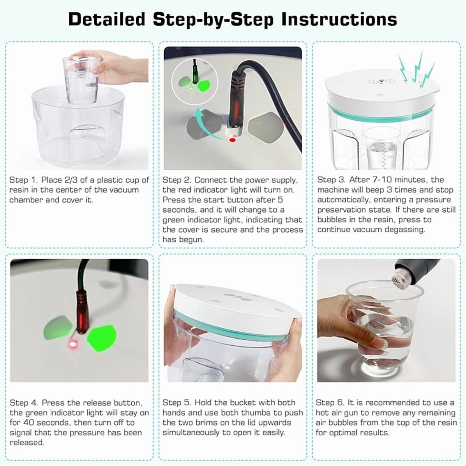Resin Bubble Remover,2L 99.9% Bubble Removal in 5Min,Vacuum Degassing for Epoxy Resin,Silicone Molds Us Plug