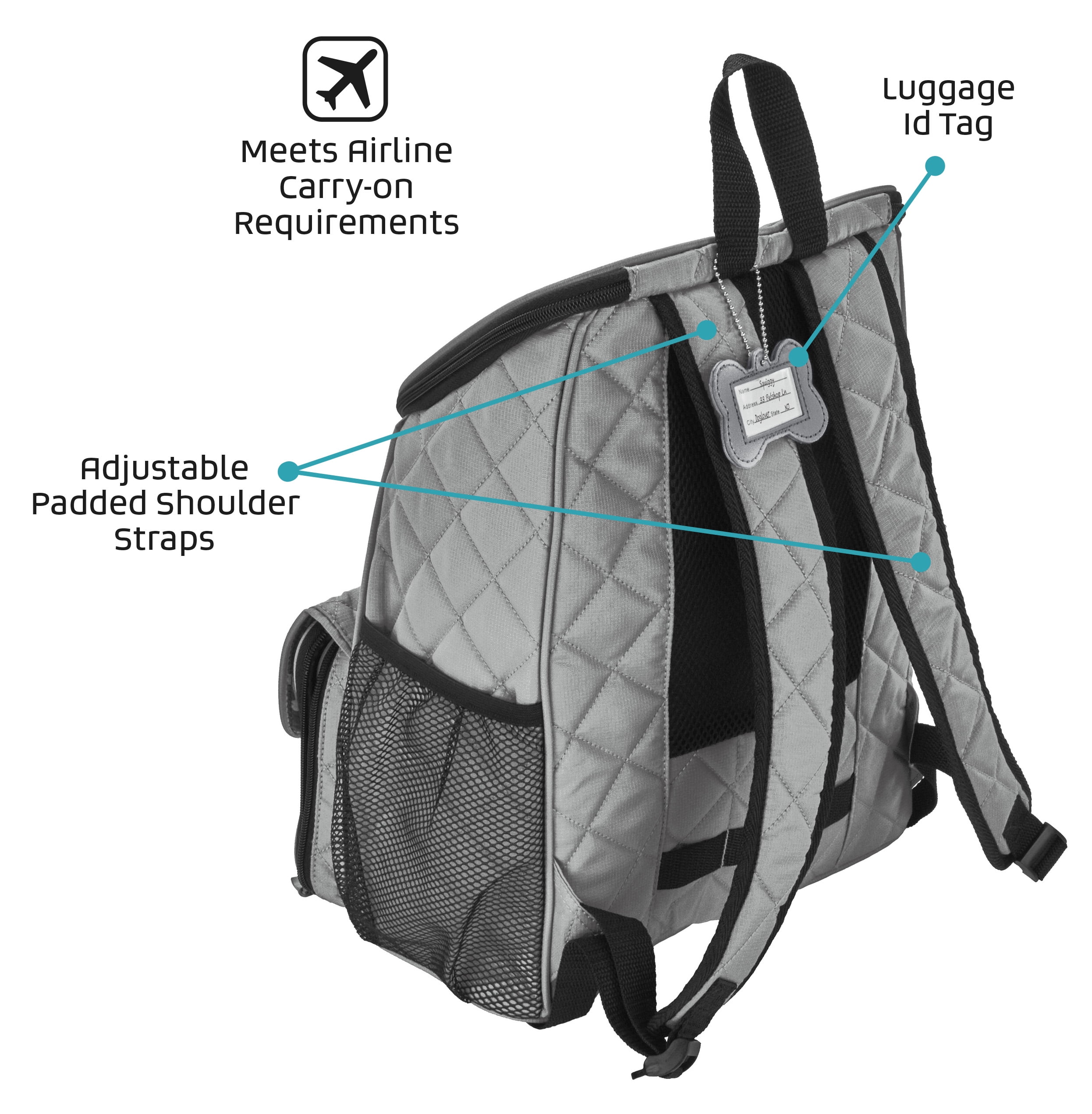 Mobile Dog Gear Weekender Backpack with Food Carriers and Bowls, Gray, 10 lb Limit