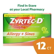 Zyrtec-D 12 Hour Allergy Relief & Nasal Decongestant Tablets, 12 Ct