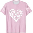 thumbnail image 4 of Soki Women's Short Sleeve Crew Neck Tops Dog Paw Heart Print Short Sleeve Summer Tee, 4 of 4