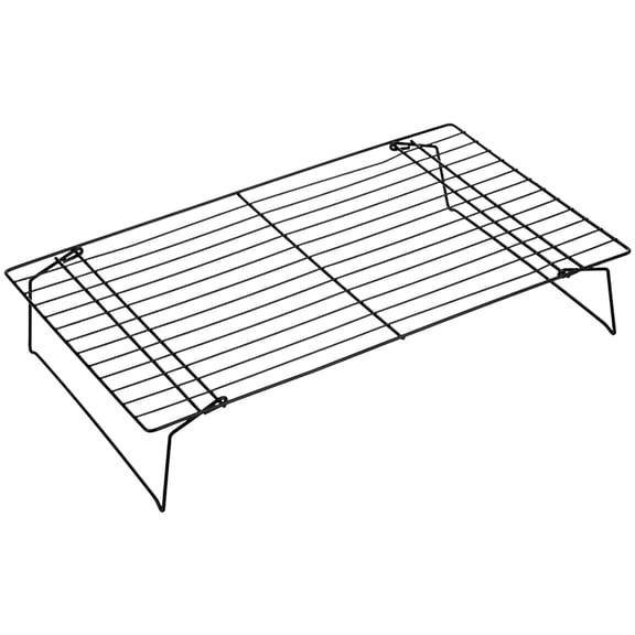 Black Baking Cooling Rack 15.7 x 11.8 x 0.8 in, Heavy Duty Iron Wire Rectangular Grid Cooling Rack with Strong Legs, Quality Grid for Cookies, Bread, Cake, and More