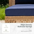 thumbnail image 4 of Alpha Joy 3 Pieces Wicker Patio Furniture Conversation Set Boho Style Outdoor Sofa with Coffee Table and Navy Blue Cuchions, 4 of 11
