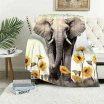 JRXY Sunflower Elephant Blanket,Best White Elephant Gifts for Women Ideas,Unique Sunflower Gifts for Women Adults, for Women,Sherpa Throw Blanket for Couch White