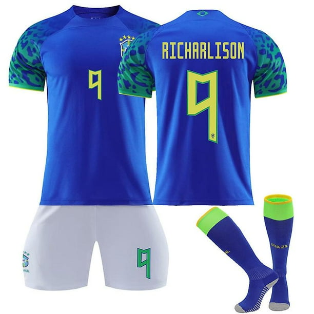 22-23 Copa del mundo Brasil Equipo Visitante Conjunto de camiseta de fútbol Conjunto de camiseta de fútbol para adultos para niños Traje de entrenamiento-22 23 RICHARLISON 9-adultos 2XL (185-195 CM) BmatwkZeng Bmatwk Jersey