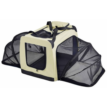 Pet Life ® Hounda Accordion Metal Framed Soft-Folding Collapsible Dual-Sided Expandable Pet Dog Crate
