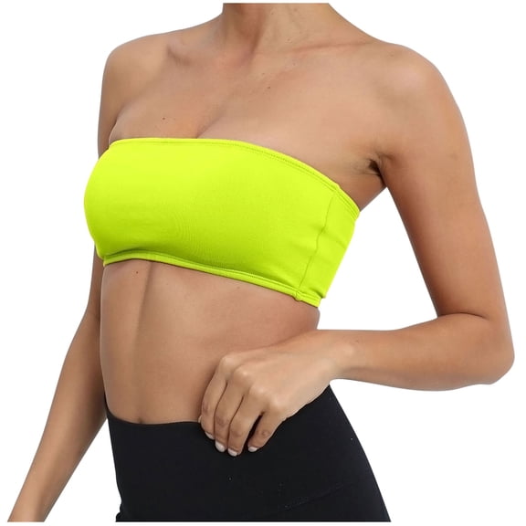 Xfvqtps Strapless Bras for Women Seamless Wireless Bandeau Bralette Crop Tube Tops Green