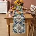 thumbnail image 6 of Vintage Abstract Flowers Table Runner, Green Orange Blue Medieval National Style Cotton Linen Kitchen Table Decoration Washable Dining Tabletop Runners for Home Party Decor 13x120 Inches, 6 of 9