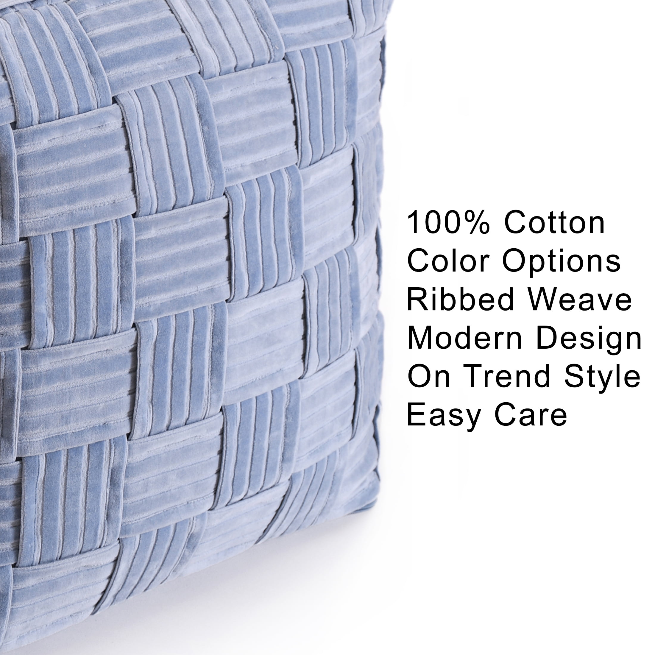 Better Homes & Gardens Velvet Woven Pouf Cover, Blue Silver