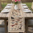 thumbnail image 4 of Retro Dinosaurs Table Runner 72 Inches, Vintage Primitive Wild Animals Brown Bed Runner Dresser Scarves Tabletop for Indoor Outdoor Parties/Ceremony/Banquet, 16" x 72", 4 of 8