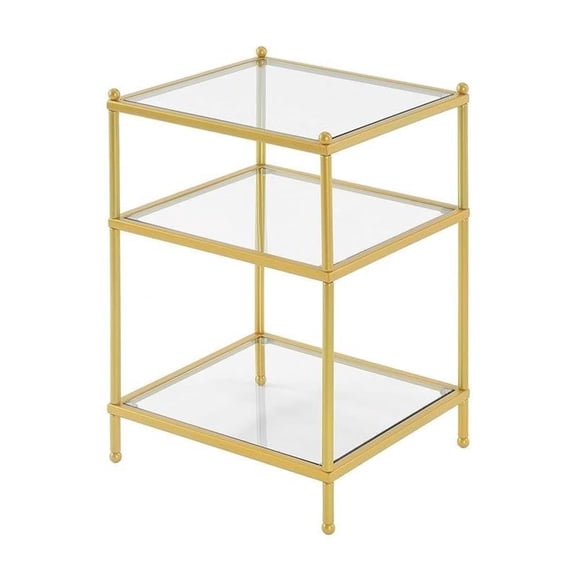 Royal Crest End Table, Clear Glass / Gold