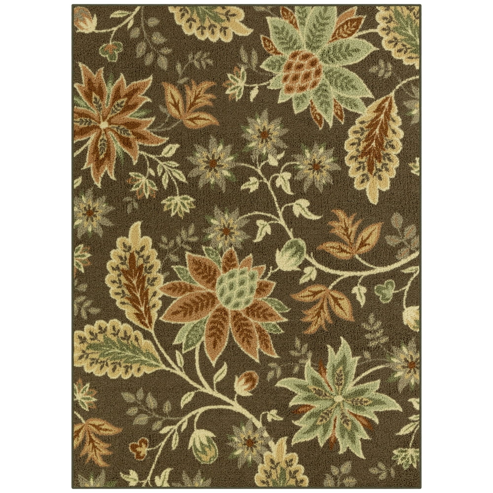 Maples Rugs Jacobean Fields Farmhouse Area Rug for Living Room, Brown