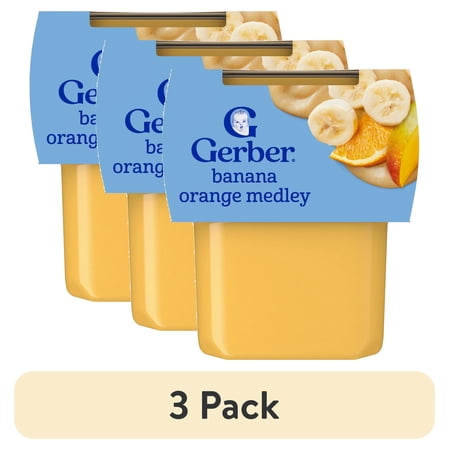 (3 pack) Gerber 2nd Foods Baby Food, Banana Orange Medley, 4 oz Tubs (2 Pack)