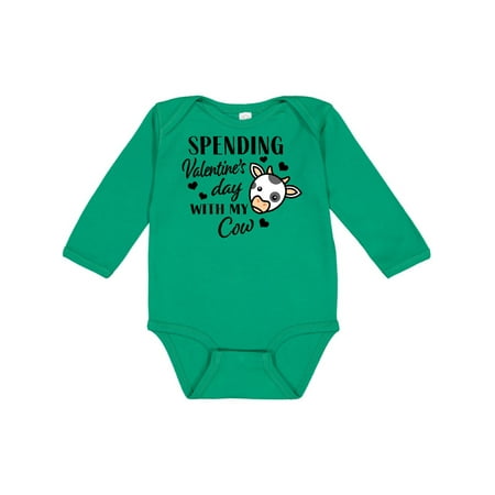 

Inktastic Spending Valentine s Day with My Cow Gift Baby Boy or Baby Girl Long Sleeve Bodysuit