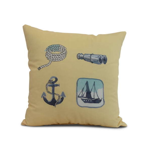 Simply Daisy, 16" x 16" Sea Tools, Geometric Print Outdoor Pillow, Yellow