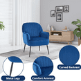 thumbnail image 3 of Velvet Accent Chair,Modern Upholstered Armchair Chairs,Single Sofa Armchair with Metal Legs for Living Room,Bedroom,Office,Blue, 3 of 8