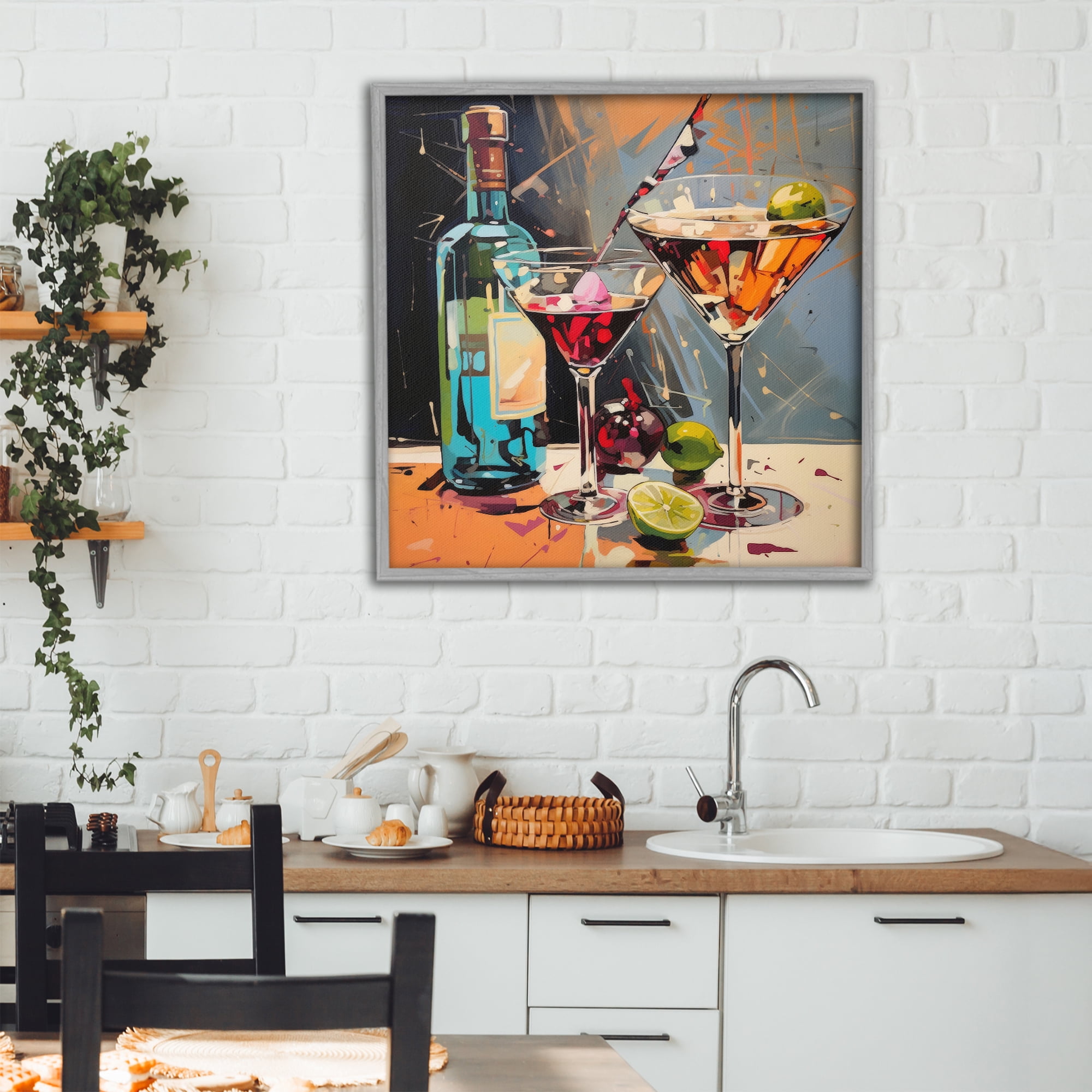 Stupell Industries Every Sip of Martini Night Gray Framed Giclee Art, design by Lazar Studio