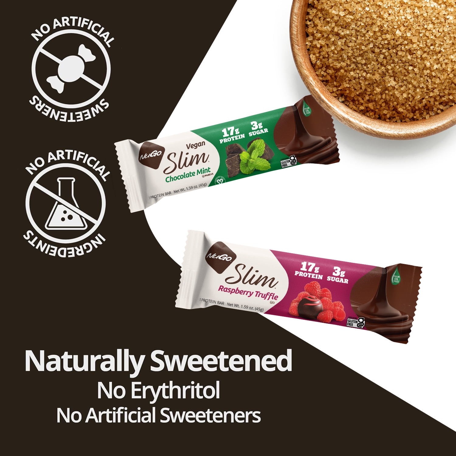 NuGo Slim Dark Chocolate Espresso, 16g Vegan Protein, 3g Sugar, 7g Fiber, 170 Calorie, Low Net Carbs, Gluten Free, 24 Count
