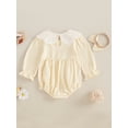 thumbnail image 6 of Miaouyo Baby Girl 2Pcs Fall Outfits Long Sleeve Doll Collar Romper with Headband Set Infant Clothes, 6 of 9