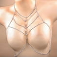 thumbnail image 2 of HOOUN Sexy Body Bra Harness Chain for Women Rhinestone Chest Body Lingerie Jewelry-Gold, 2 of 7