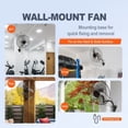 thumbnail image 6 of 20 Inch Wall Mount Fan - 4650 CFM High Velocity Industrial Fan, 3-Speed Oscillating Commercial Fan for Warehouse, Patio, Basement - ETL Listed, Black, 6 of 7