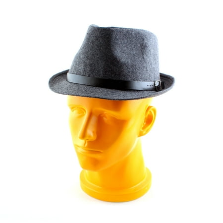 - Gray Vintage Soft Mens Wool Felt Wide Bucket Cap Brim Bowler Cloche Hat