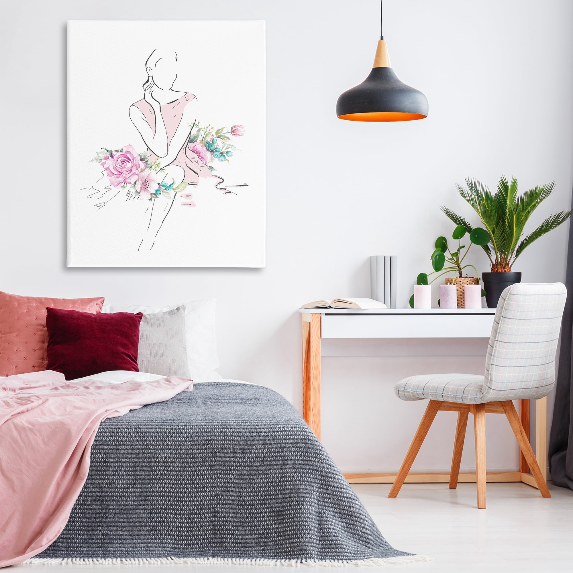 Stupell Industries Soft Floral Fashion Novelty Painting Gallery Wrapped Canvas Art Print Wall Art, 36 x 48