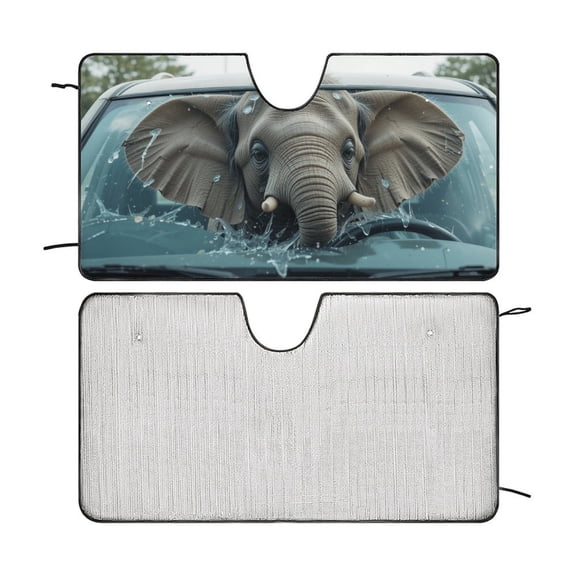 Funny Elephant Windshield Sun Shade for Car SUV Truck, Car Sun Shade Windshield, Car Shades for Front Windows, Sunshade for Car Windshield, Protector Blocks UV 51"x28"