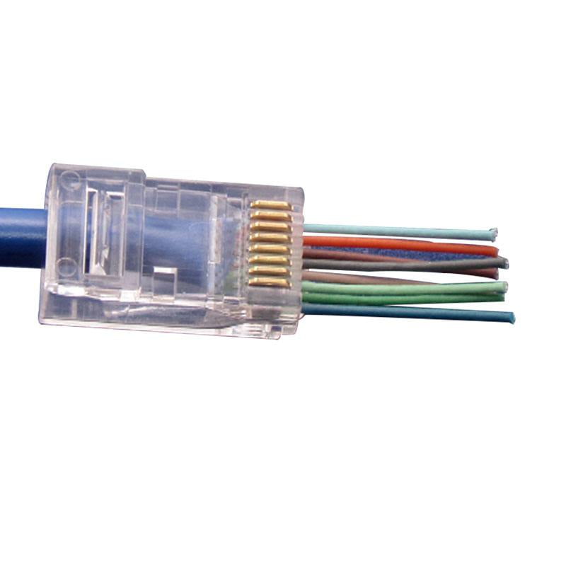 RJ45 8P8C Shielded CAT6 Crimp-On Connector Plugs Ends For Solid Cable 100 Pack 