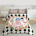 thumbnail image 2 of Castle Fairy Kids Teens Cartoon Princess Magician'S Hat Rabbit Bedding Comforter Set 2pcs,Playing Cards Plaid Twin Comforter Sets Microfiber,Floral Rose Botanical Mushroom Breathable Bedding Set, 2 of 8