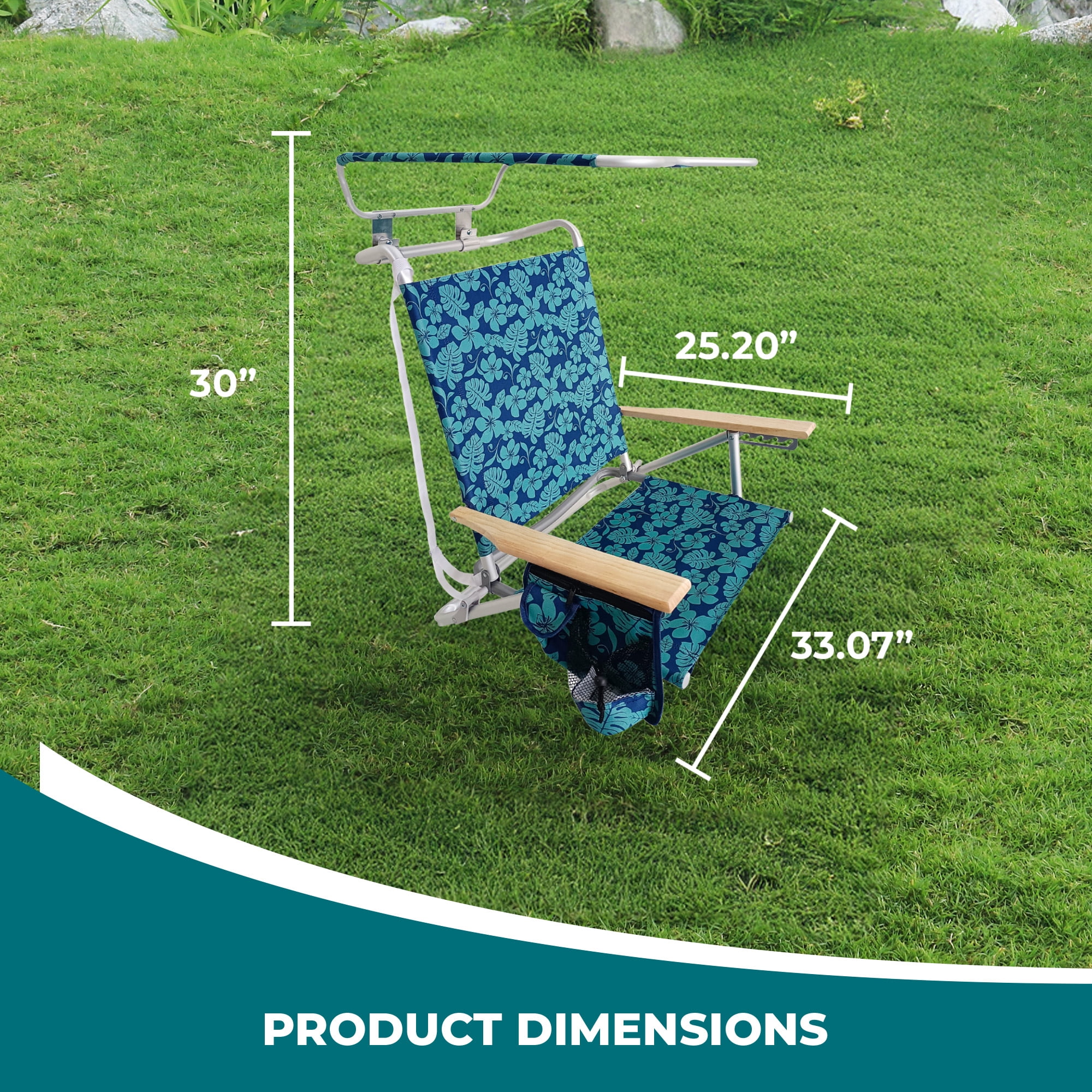 Bliss Hammocks, Folding Beach Chair, Canopy, 275 lb. Capacity