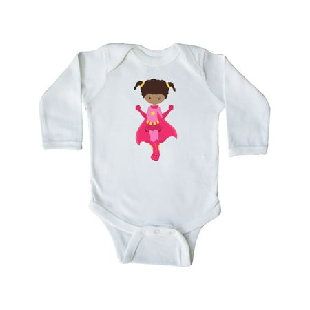 

Inktastic Superhero Girl African American Girl Pink Cape Gift Baby Girl Long Sleeve Bodysuit