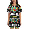 thumbnail image 1 of Fotbe I Love With Autism Conjunto de Pijama Estampado para Mujer, 2 Piezas, Ropa de Dormir con Camiseta de Manga Corta y Shorts Suaves-Small, 1 of 6