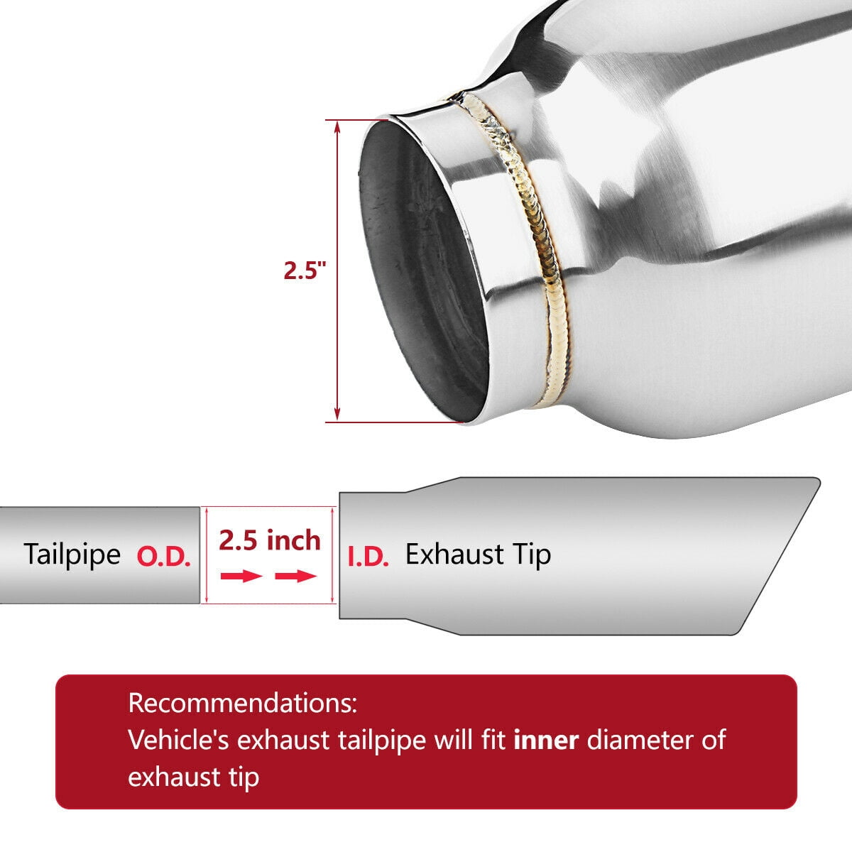 Walker SoundFX 18142 Universal Aluminized Steel Muffler - 2.25" Inlet/Outlet, Fits Various Trucks - View #13