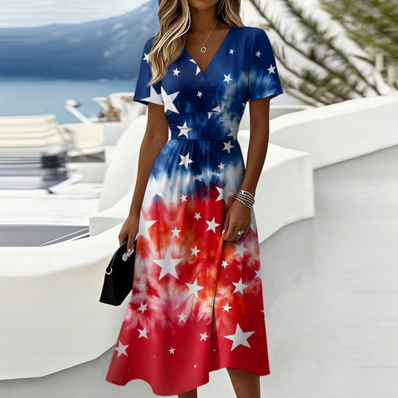 250th Anniversary Printed Women's Dresses 2025 Womens Summer Dresses A Line Sleeveless Usa Flag Beach Vacation Evening Party Dress