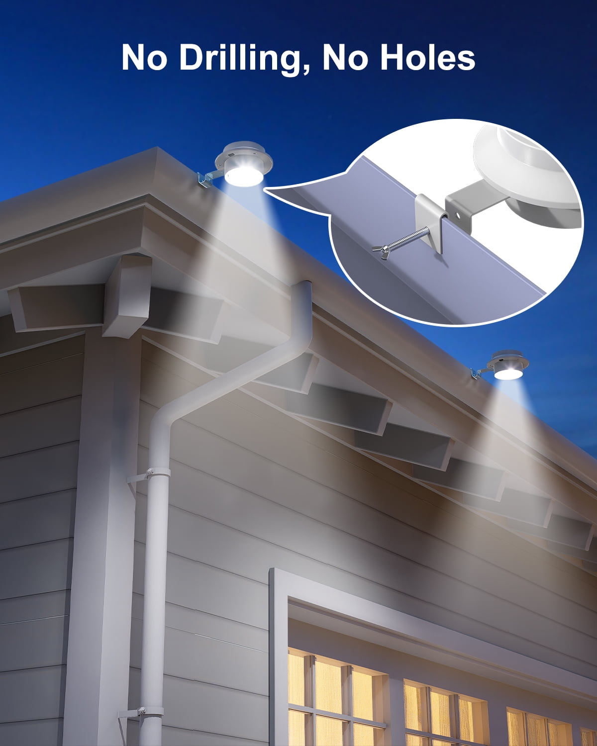 Yinghao 8 Pack Solar Power Gutter Lights Outdoor Waterproof Led Fence Lamp Lighting Railing, Wall, Deck, House, Garden, Yard, Pool, No Drilling Mount