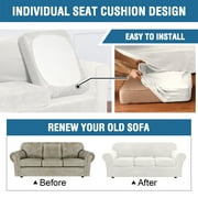 Stretch Velvet Plush Sofa Covers Couch Armchair Slipcover Protector with Cushion Covers, White, For 3-Seater Sofa