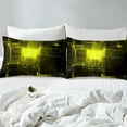 thumbnail image 3 of YST Fluorescent Yellow Geometric Fitted Sheet Full Size 3D Stereoscopic Square Bedding Set, Glowing Neon Geometry Bed Sheets Soft Microfiber Modern Abstract Sheets with 2 Pillowcases, 3 of 4