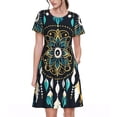 thumbnail image 1 of Easygdp Boho Dreamcatcher para Vestido Transpirable de Mujer, Vestido Suelto de Manga Corta con Pliegues y Bolsillos para el Verano, 1 of 6