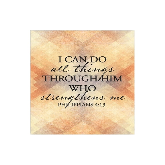 Him Who Strengthens Me Orange Geometric 12 x 12 Wood Wall Sign Plaque