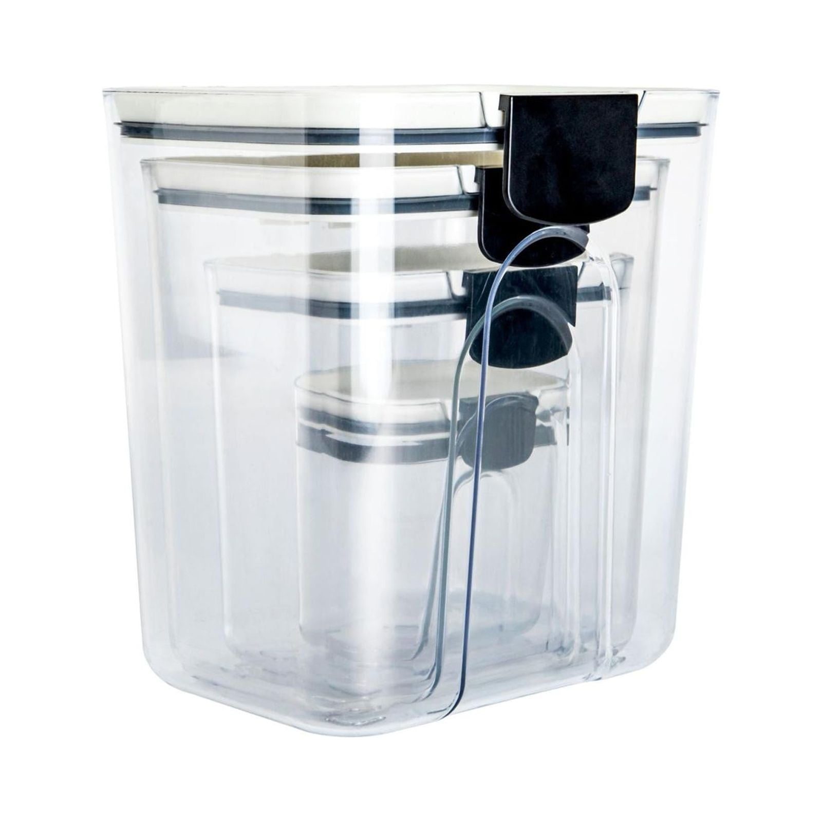 Seal Clear Flip-Top Kitchen Food Storage Containers - Airtight & Moisture-Proof Plastic Pantry Organization Set, 4-Pack