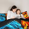 thumbnail image 5 of Feelyou Blue Orange Dragon Queen Comforter Set, Cartoon Animal Bedding Comforter Set, 3pcs, 5 of 8