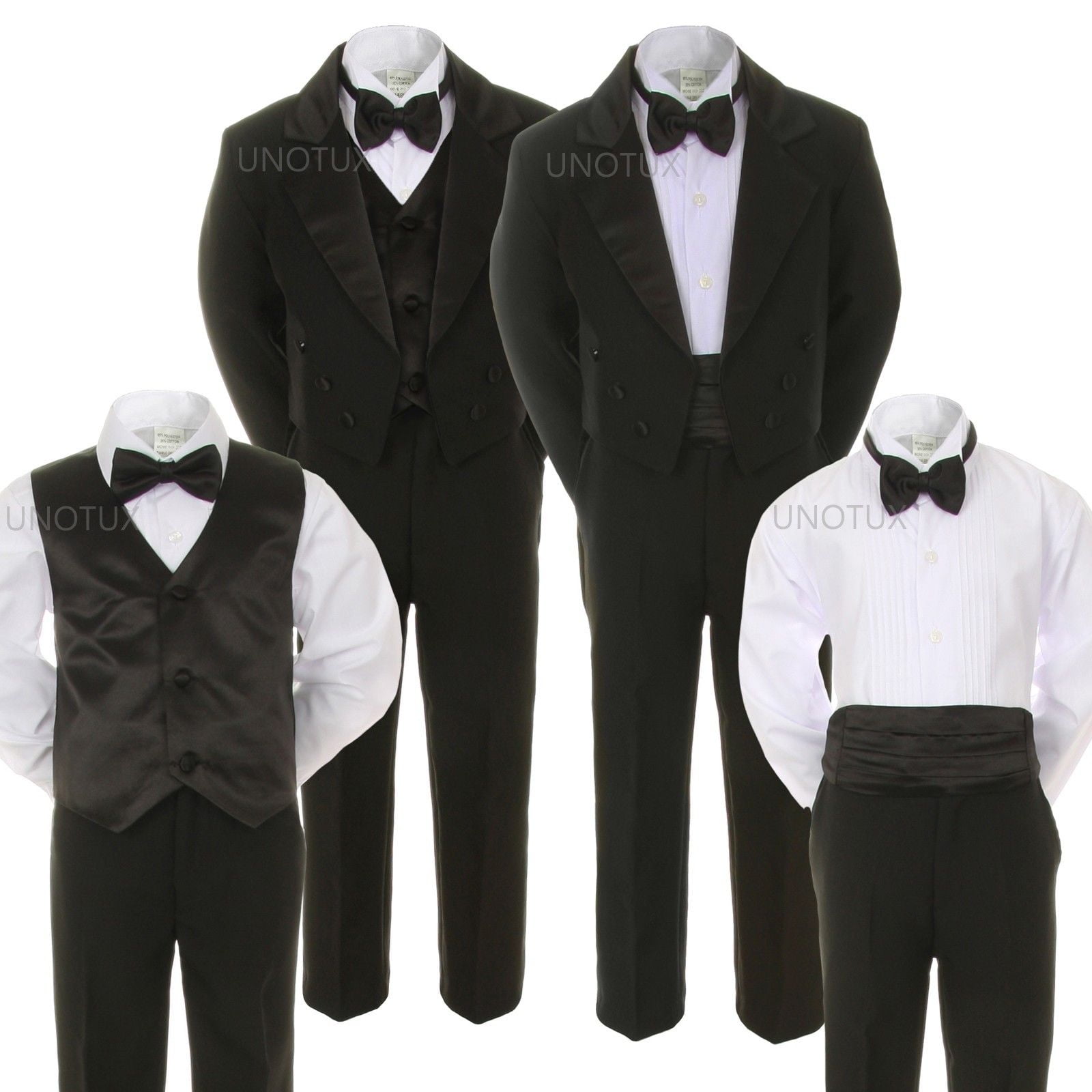Black White Baby Toddler Kid Teen Boys Formal Wedding Necktie Tuxedo Suit S-20 