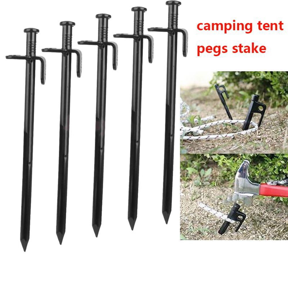 Peahefy 5pcs/Pack 20cm Black High Strength Steel Tent Stakes Pegs For