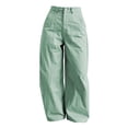 thumbnail image 5 of Horkkom Work Pants Women Elastic Waist Wide Leg Pants Casual Loose Dress Pants with Pockets Button Zip XL, 5 of 8
