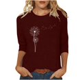 thumbnail image 2 of Chemisier pour Femmes, T-shirt Imprimé de Mode pour Femmes à Manches 3/4, Chemisier à Col Rond, Hauts Décontractés, 2 of 4