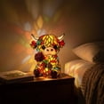 thumbnail image 4 of Handcrafted Sunflower Highland Cow Lamp,Style Stained Glass Table Lamp,Cute Highland Cow Night Light,Rustic Farmhouse Home Anima Decor Lighting for Living Room, Bedroom, 4 of 6