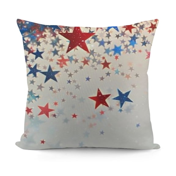 YINGXI , Red Blue White Star Outdoor Decor Throw Pillows for Couch Bed, Decorative Pillowcase Linen 12x12in