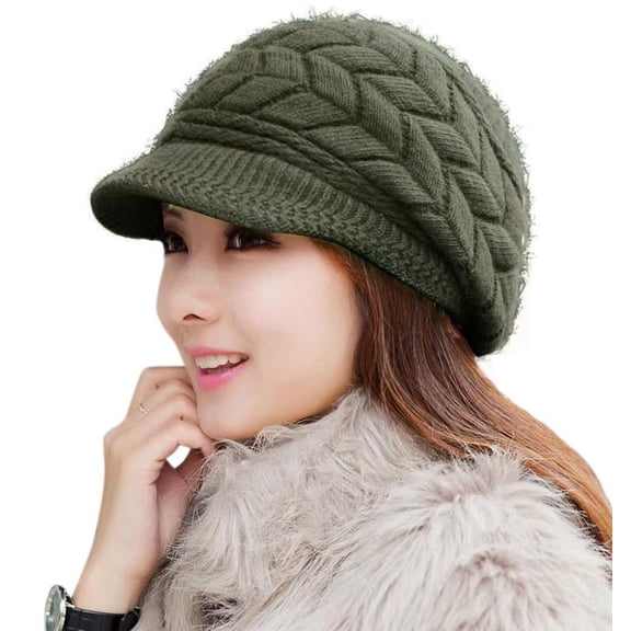 SHILINLANG Women Winter Warm Knit Hat Wool Snow Ski Caps with Visor Snow Ski Caps with Visor Gifts