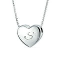 thumbnail image 1 of Personalized Plain Simple Engravable Script Alphabet Letter S Initial Monogram Heart Pendant Necklace Slide Pendant for Women for Girlfriend Polished .925 Sterling Silver Custom Engraved, 1 of 4